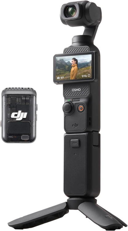 DJI Osmo Pocket 3 Creator Combo, Vlogging Cameras with 1'' CMOS, 4K/120fps Vlog Camera, 3-Axis Stabilization, Face/Object Tracking, Mic Included for Clear Sound