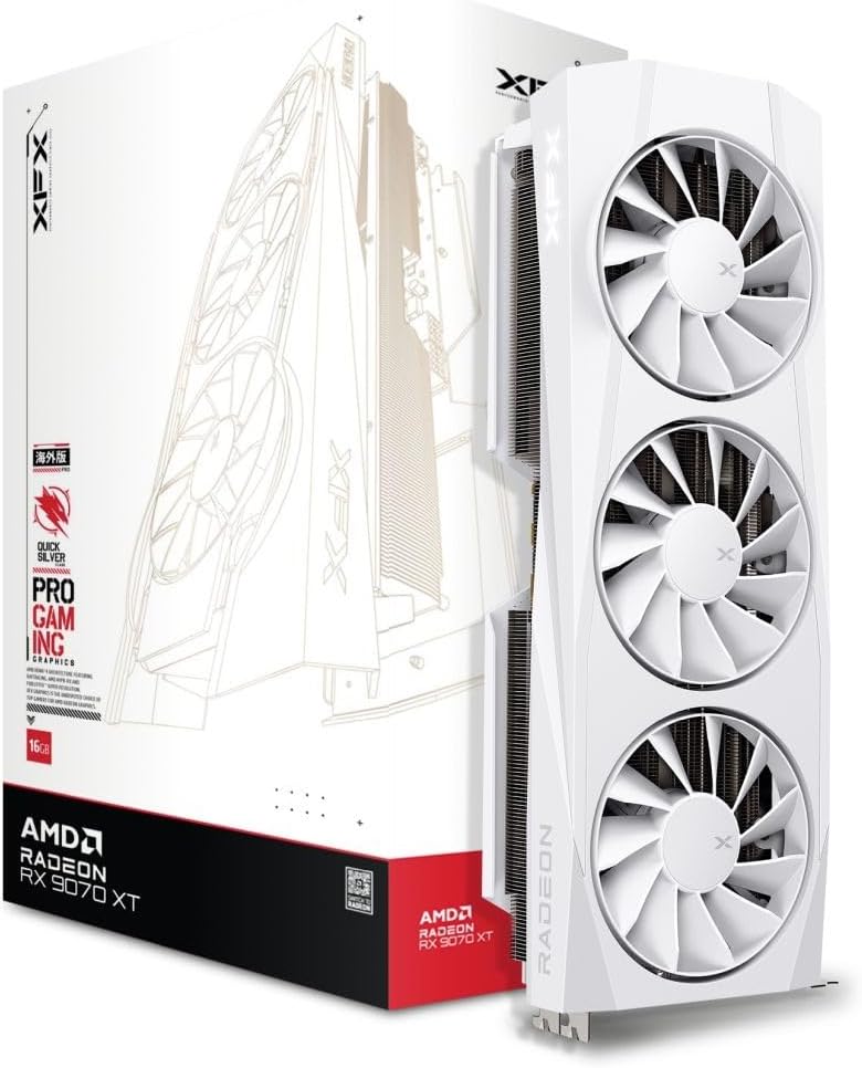 XFX Quicksilver AMD Radeon RX 9070XT White Gaming Edition with 16GB GDDR6-New and original